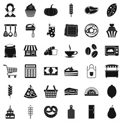 Bakery icons set. Simple style of 36 bakery vector icons for web isolated on white background