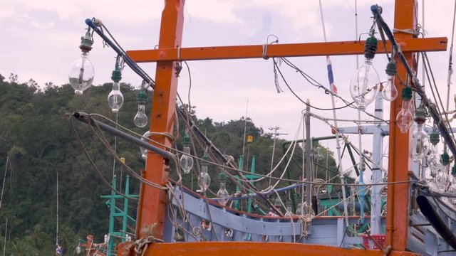 Close up of Metal Halide Squid Fishing Lamps used to attract squid