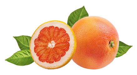 Fresh grapefruit isolated on white background  with clipping path