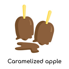 Caramelized apple icon vector sign and symbol isolated on white background, Caramelized apple logo concept
