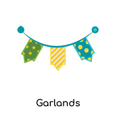 Garlands icon vector sign and symbol isolated on white background, Garlands logo concept