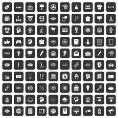 100 creative marketing icons set in black color isolated vector illustration