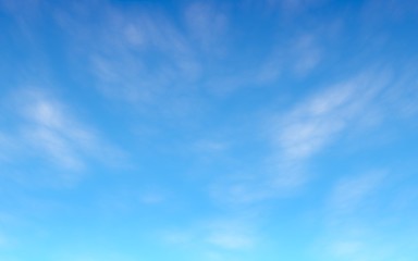 Cumulus white clouds in the clear blue sky in the morning. Blue sky background with white clouds. 3D illustration