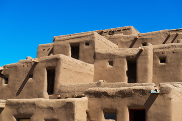 Buildings made out of Adobe. Taos Pueblo, New Mexico, continuously inhabited for over 1000 years. 