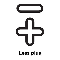 Less plus signs icon vector sign and symbol isolated on white background, Less plus signs logo concept