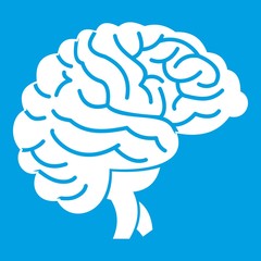 Brain icon white isolated on blue background vector illustration