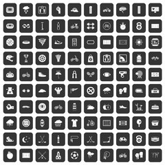 100 cycling icons set in black color isolated vector illustration