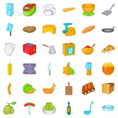 Cooking icons set. Cartoon style of 36 cooking vector icons for web isolated on white background