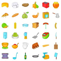 Chef icons set. Cartoon style of 36 chef vector icons for web isolated on white background