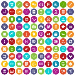 100 department icons set in different colors circle isolated vector illustration