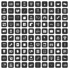 100 department icons set in black color isolated vector illustration