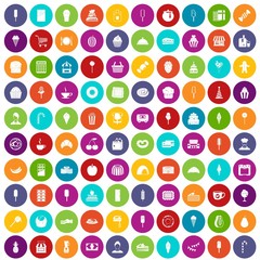 100 dessert icons set in different colors circle isolated vector illustration