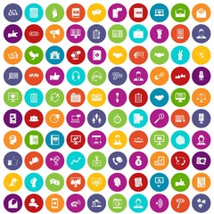 100 dialog icons set in different colors circle isolated vector illustration