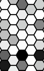 Black honeycomb with a gradient color. Isometric geometry. 3D illustration