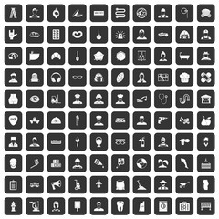100 different professions icons set in black color isolated vector illustration