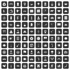 100 dish icons set in black color isolated vector illustration
