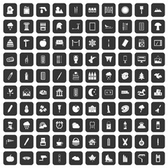 100 drawing icons set in black color isolated vector illustration