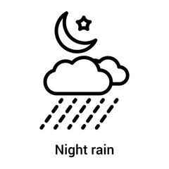 Night rain icon vector sign and symbol isolated on white background, Night rain logo concept