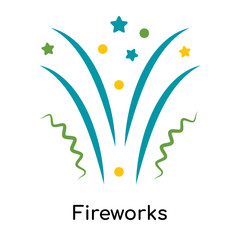 Fireworks icon vector sign and symbol isolated on white background, Fireworks logo concept
