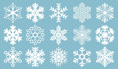 Flat design line snowflakes vector icon set.