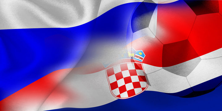 ロシア　クロアチア　 国旗　サッカー 
