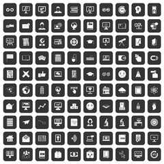 100 e-learning icons set in black color isolated vector illustration