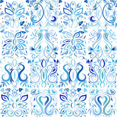 Abstract hand drawn floral pattern with flowers. Seamless vector background illustration. Element for design