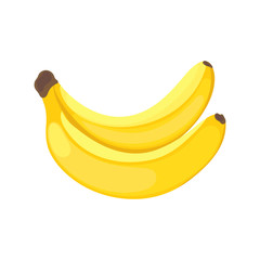 Cartoon Banana fruit flat style isolated on white background.
