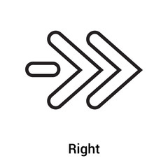 Right icon vector sign and symbol isolated on white background, Right logo concept