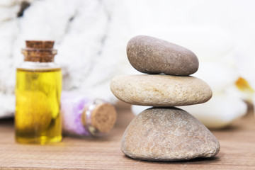 Fototapeta na wymiar massage stones and spa in balance, wellbeing, beauty and health