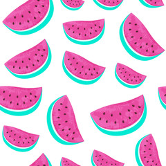 Seamless Watermelon Pattern isolated on white background.