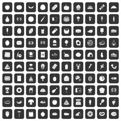 100 favorite food icons set in black color isolated vector illustration
