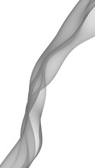 Abstract gray wave. Bright gray ribbon on white background. Gray scarf. Abstract smoke. Raster air background. Vertical image orientation. 3D illustration