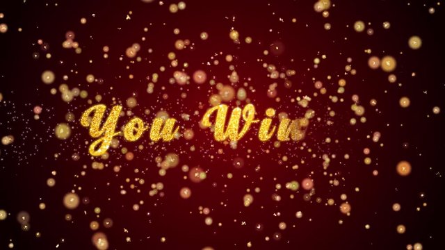 You Win Greeting Card text with sparkling particles shiny background for Celebration,wishes,Events,Message,Holidays,Festival.