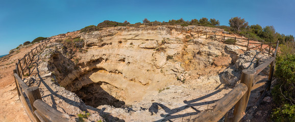 Top view of Benagil cave, Algarve Portugal