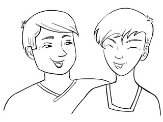 Coloring page - international day of friendship - two boys