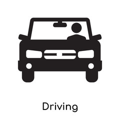 Driving icon vector sign and symbol isolated on white background, Driving logo concept icon