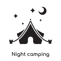 Night camping icon vector sign and symbol isolated on white background, Night camping logo concept icon