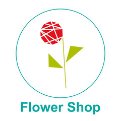 Flower shop logo vector emblem, sticker