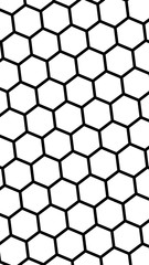 Black honeycomb on a white background. Isometric geometry. Vertical image orientation. 3D illustration