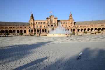 Fototapeta na wymiar Seville, Spain - June 21, 2018: Plaza de España in Seville.