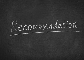 Obraz premium recommendation concept word on a blackboard background