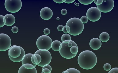 Dark background green mesh bubbles. Wallpaper, texture with bubble. 3D illustration