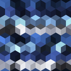 Hexagon grid seamless vector background. Cool polygons with bauhaus corners geometric graphic design. Trendy colors hexagon cells pattern for flyer or cover. Honeycomb shapes mosaic backdrop.