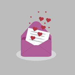 vector beautiful envelope of pink color with a letter of love