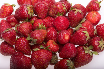fresh ripe strawberries isolated on white background