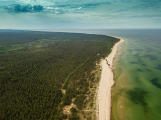 Baltic sea, from above. View to the water and sky.  Seascape from drone. 