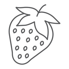 Strawberry thin line icon, fruit and vitamin, berry sign, vector graphics, a linear pattern on a white background, eps 10.