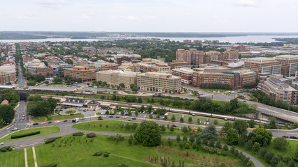The skyline of Alexandria, VA, USA as seen from the George Washington Masonic Temple.