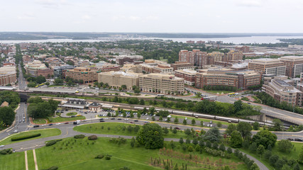 The skyline of Alexandria, VA, USA as seen from the George Washington Masonic Temple.
